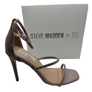 Steve‎ Madden x David's Bridal Stiletto Heel Keyla Blush 3 Band Crystal Size 8.5